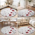 thumbnail image 4 of Round Area Rugs 7Ft, Red Poppy Flowers Non-Slip Washable Circle Rugs Carpet, Spring Modern Abstract Floral Wood Indoor Outdoor Rug Floor Mats Throw Runner for Bedroom Living Room Bathroom, 4 of 8