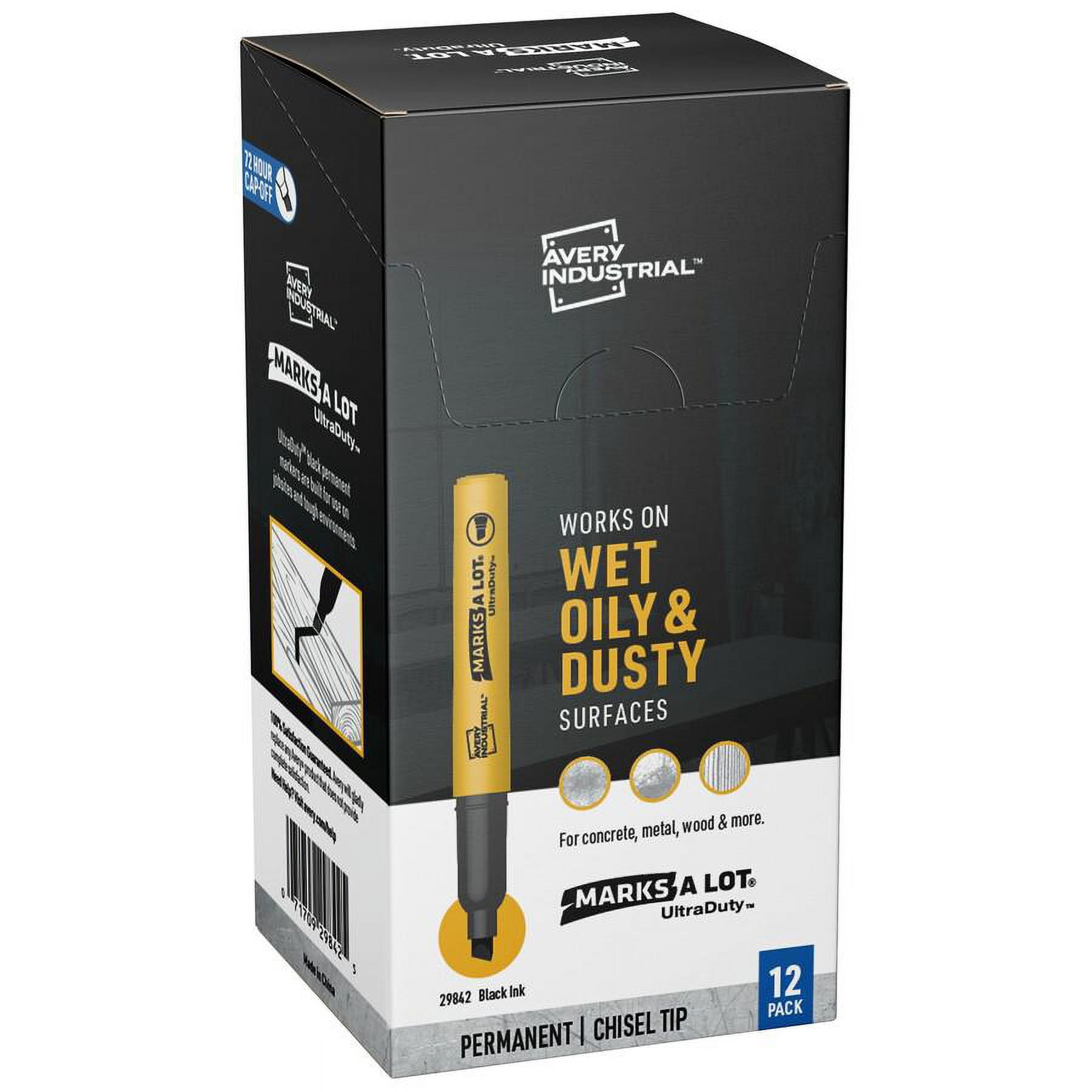 Marks-A-Lot UltraDuty Permanent Markers - 0.5 mm Marker Point Size - Chisel Marker Point Style - Black - 12 / Carton