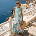 thumbnail image 4 of Xixirimido Hummingbird Peony Flowers Print Linen Summer Dresses for Women Sleeveless A-line Flowy Maxi Dresses Casual Beach Vacation Sundresses with Pockets, 3X-Large, 4 of 7