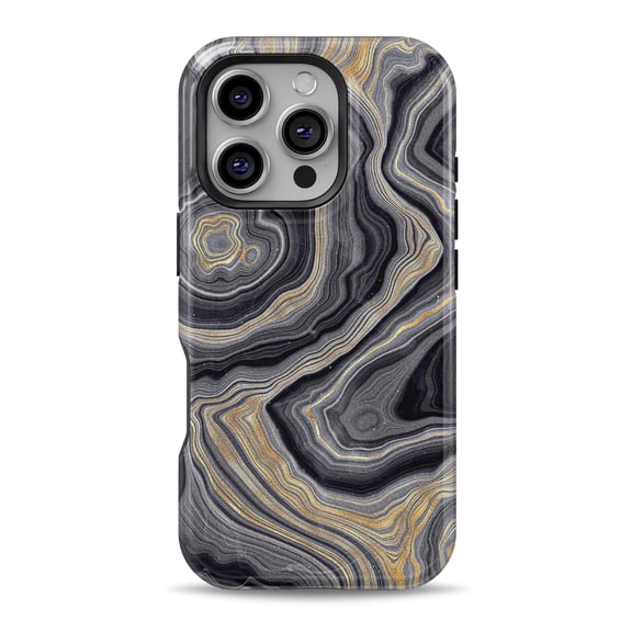DesignSkinz Scratch-Resistant Hard Slim Case Compatible with iPhone 16 (Compatible with MagSafe) - Vivid Agate Vein Slice Foiled V15
