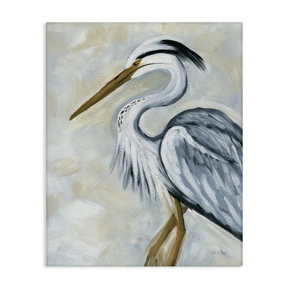 Stupell Industries Muted Blue Heron Animals & Insects Painting Gallery Wrapped Canvas Art Print Wall Art, 16 x 20
