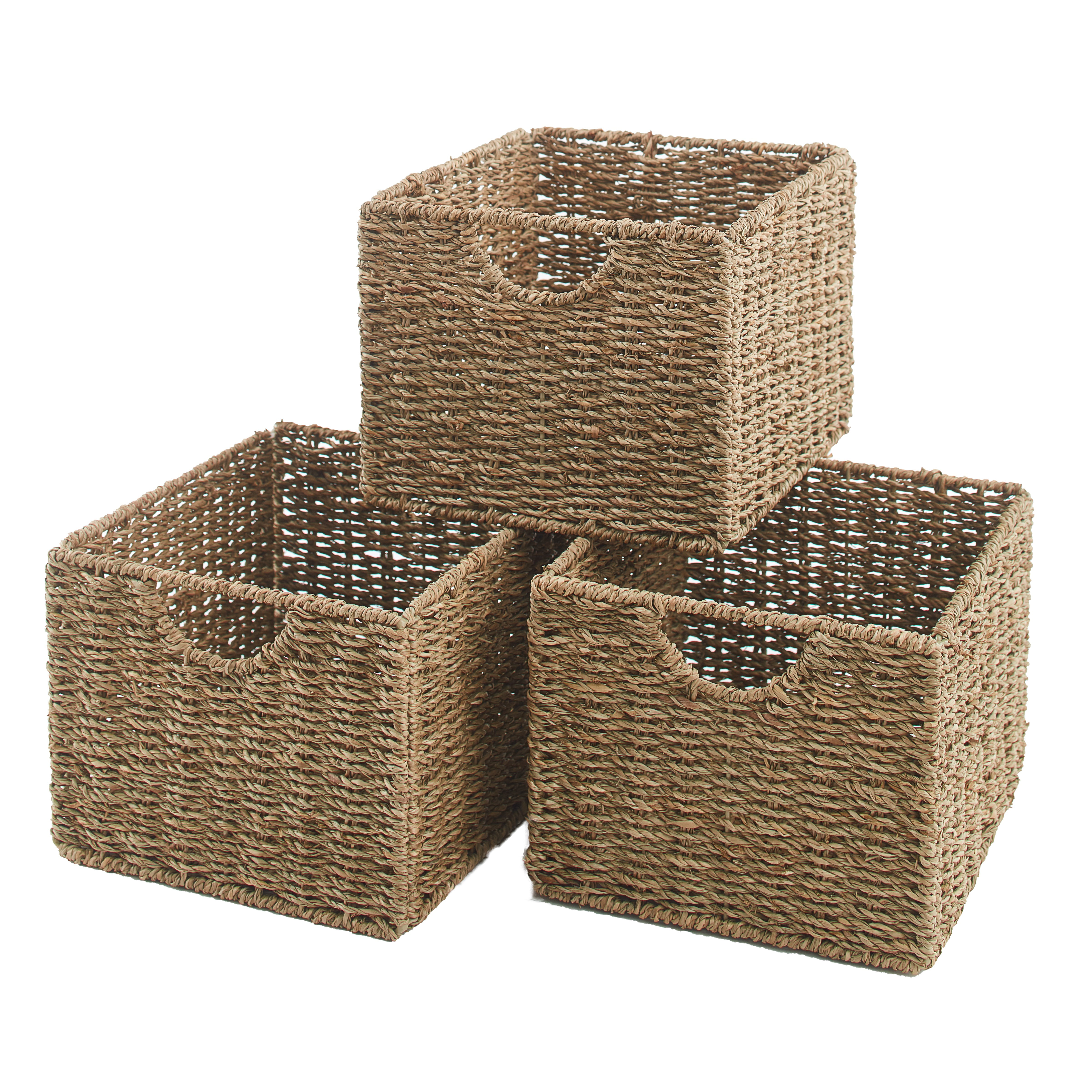 6PCs Home Black Storage Bins Baskets Household Organizer Fabric Cube Box Contain 