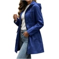 thumbnail image 5 of BRGZLK Rain Coats for Women Trendy Zip Up Solid Color Long Sleeve Hooded Lightweight Long Waterproof Jackets Elastic Waist Casual Outdoor Hiking Raincoats Blue L, 5 of 8