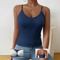 thumbnail image 2 of QASIEATN Women's Solid Color V Neck Tank Tops with Built in Bra Casual Camisole Summer Clothing Vest for Women, 2 of 6