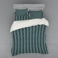thumbnail image 2 of Blue Duvet Cover Set, Ocean Under the Sea Wave Lines Zebra Inspired Stipes Image, Bedding Set with Shams and Fitted Sheet, 3 Sizes, by Ambesonne, 2 of 3