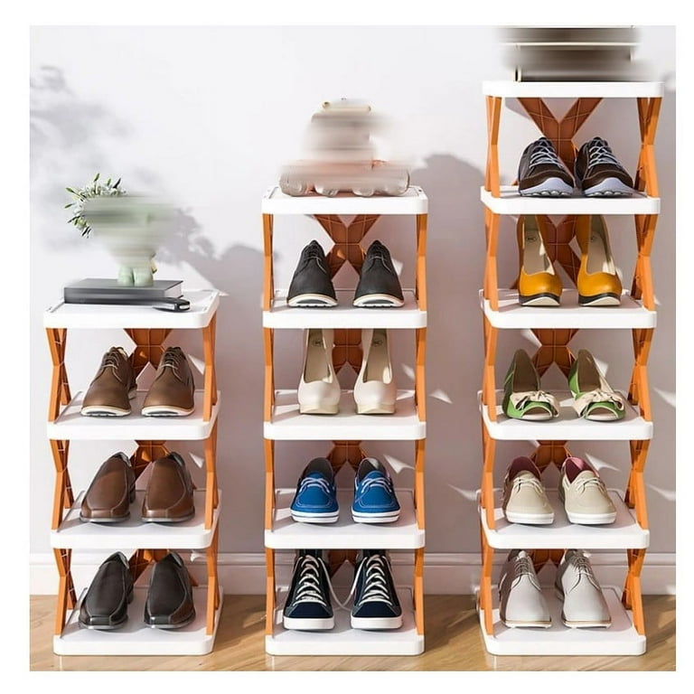6-Tier Orange Shoe Rack, Space Saving, Stable Assembly, Corner