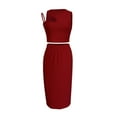 thumbnail image 4 of REORIAFEE 2pc Summer Outfits for Women Cute Summer Outfits Women's Summer Two Piece Set Tank Tops High Waist Dress Casual Set Skirt Set Wine L, 4 of 6