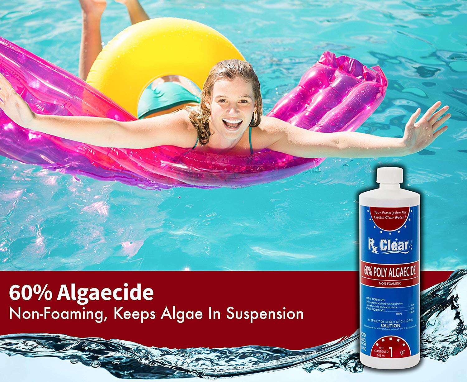 Rx Clear Algaecide 60 Plus Liquid for Swimming Pools, 6 Pack - image 2 of 7
