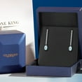 thumbnail image 5 of Gem Stone King 14K White Gold Sky Blue Topaz and White Lab Grown Diamond Long Liner Dangle Earrings for Women | 1.36 Cttw | Gemstone November Birthstone | Oval 6X4MM | White Gold Chain Drop Earrings, 5 of 6