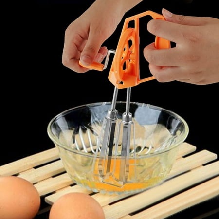 Jeobest Egg Beater Hand Crank - Rotary Egg Beater - Egg Whisker Beater - Manual Hand Crank Style Egg Whisk Milk Coffee Beater Mixer with Double Rotating Head (Random Color)