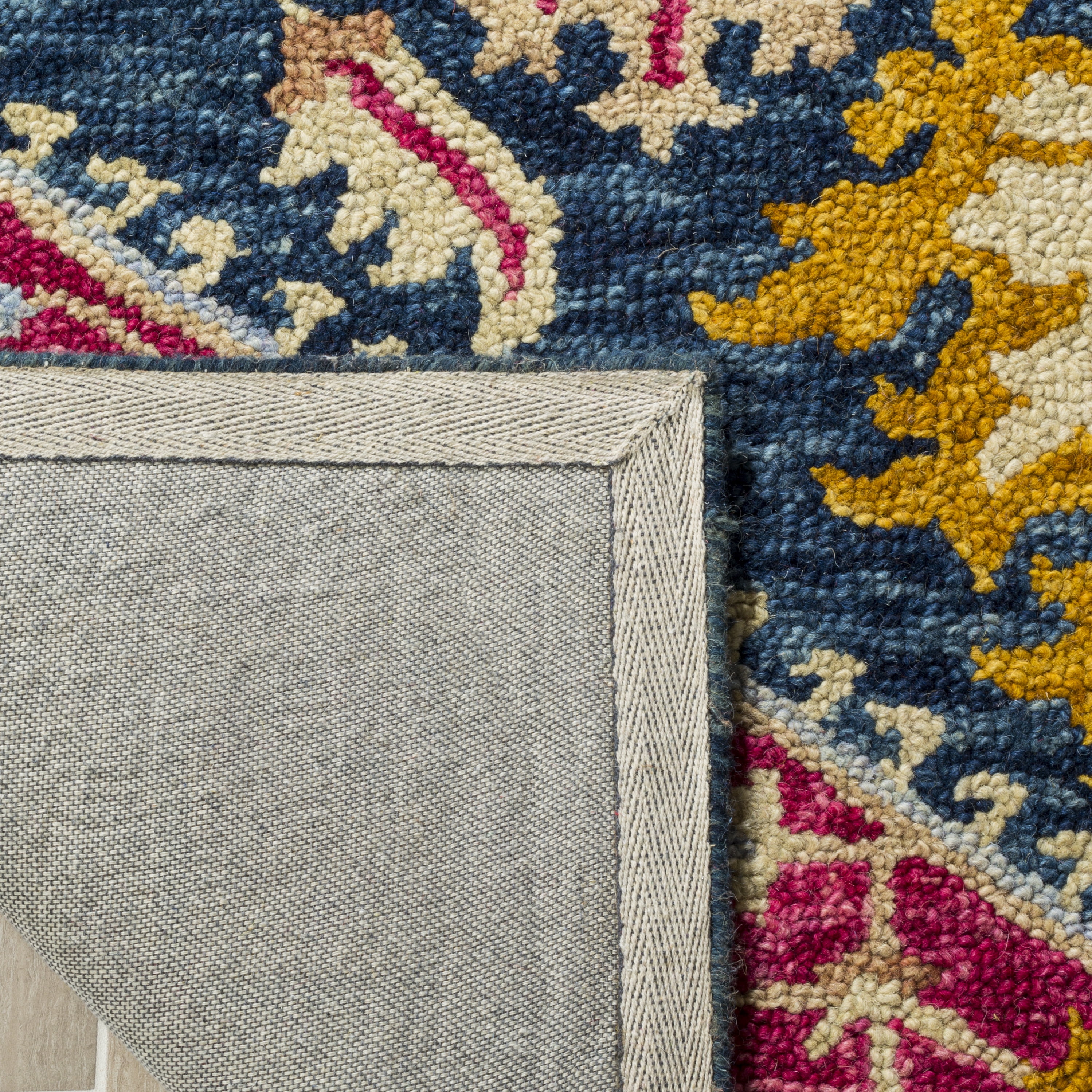 SAFAVIEH Aspen Gamal Oriental Wool Area Rug, Navy/Fuchsia, 5' x 8'