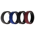 thumbnail image 1 of Juego de anillos de boda de silicona de 2 capas biselados de 8 mm - Burdeos por ROQ para hombres - Anillo de 4 x 13 mm, 1 of 1