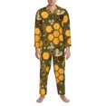 thumbnail image 3 of Salouo Bees and Honeycombs Print Button-Front Long Sleeve Pajama Set for Men, Soft 2Pjs Men's Long Sleeve Sleepwear-Large, 3 of 7