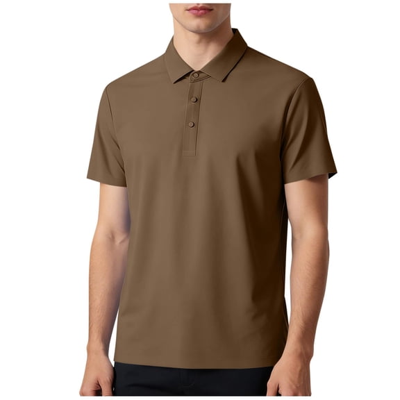 Busydd Plus Size Tshirts Shirts for Men Stretchy Solid Color Short Sleeve Tee Shirts Oversized Lapel Button Mens Summer Shirts 3XL