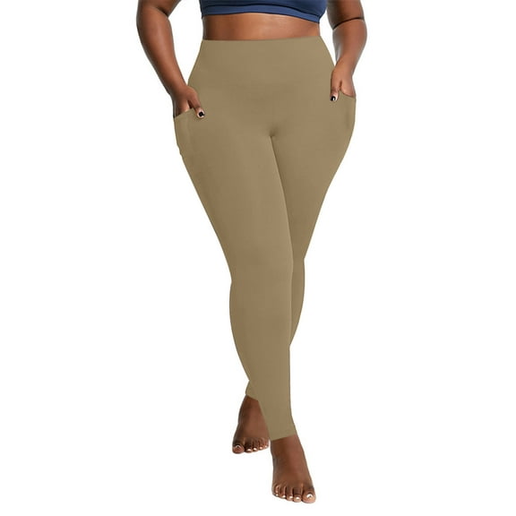 UAMVSH Plus Size Leggings for Women Comfy Skinny Yoga Workout Pants High Elastic Waist Gym Athletic Tight Pants with Pockets