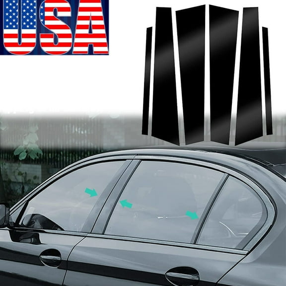 Gloss Black Pillar Posts for BMW 3-Series E90 6pc Set Door Trim Piano Decal USPS