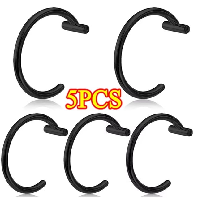 ATJIA 5PCS Punk Lips Rings Titanium Steel Nose Ring Fake Nose Ring Septum Piercing Clip on Mouth Ring for Women Men