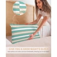 thumbnail image 5 of Turquoise Khaki Striped Pillow Cases Standard Size Set of 2, Smooth Satin Pillowcase for Hair and Skin, Modern Minimalism Abstract Art Decorative Cooling Bed Pillow Covers with Zipper, 20x26 Inches, 5 of 5