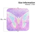 thumbnail image 2 of Honeii Purple Sparkling Butterfly Print Leather Coaster Set of 4, Ideal for Safeguarding Your Furniture from Drinks Spills and Effortless Cleanup-Square, 2 of 6