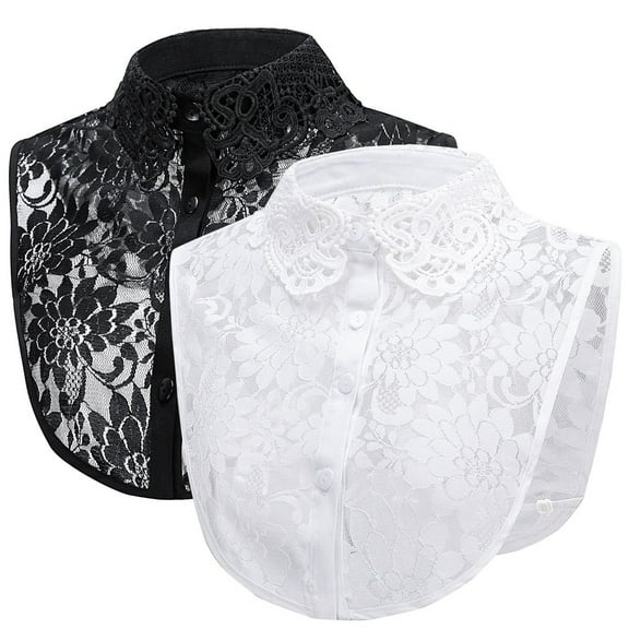 LoudSung Fake Collar Detachable Half Shirt Blouse False Collar Lace Hollow Out Elegant for Women Girls