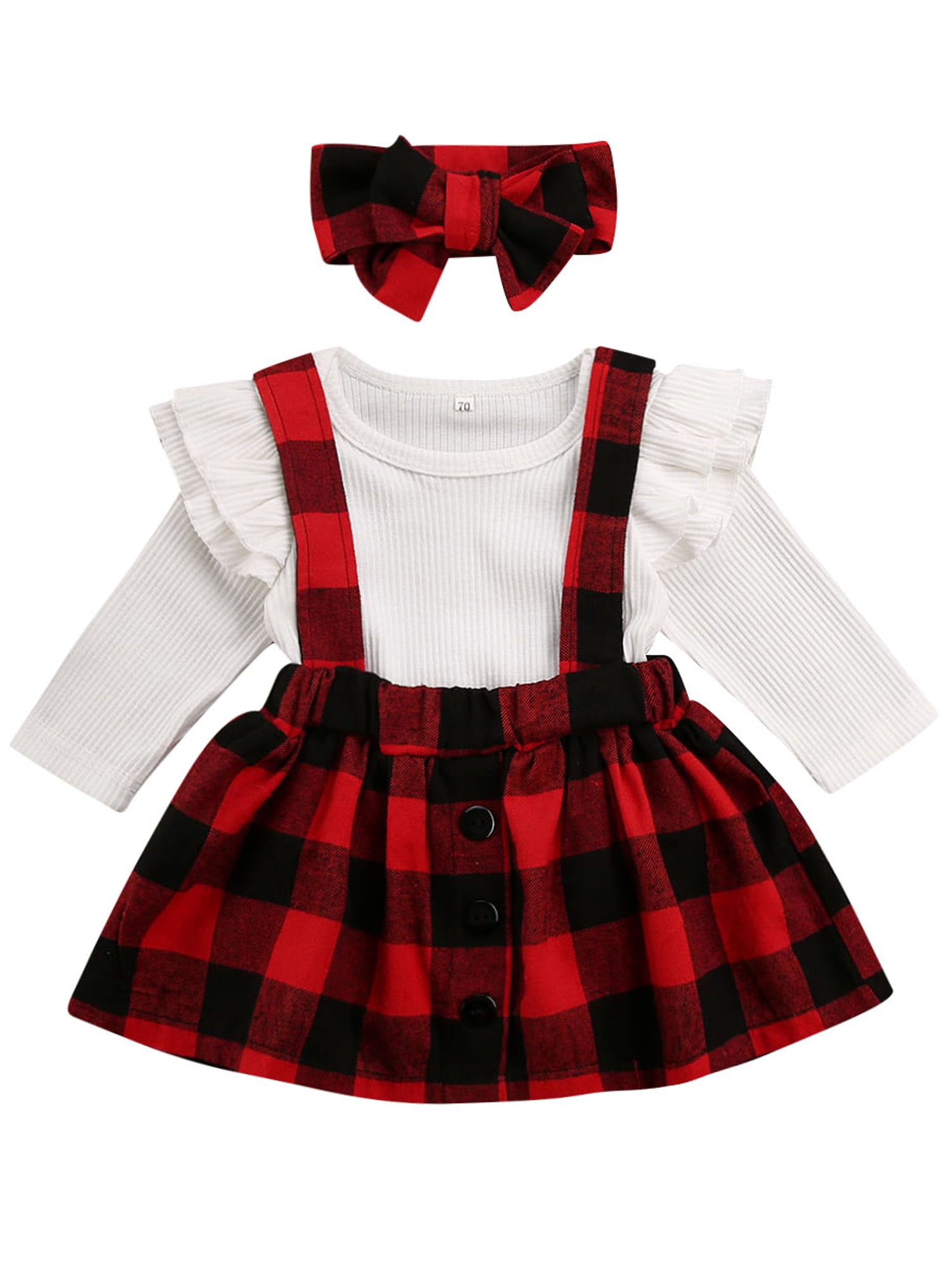 Kuriozud Toddler Baby Girl Plaid Dress Party Dress 