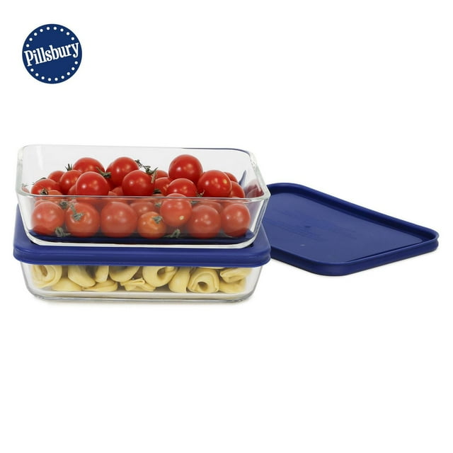 Pillsbury 4-Piece Rectangular Borosilicate Glass Food Storage Set, 2 x 700 mL