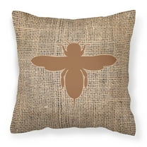 Carolines Treasures BB1057-BL-BN-PW1818 Bee Burlap and Brown   Canvas Fabric Decorative Pillow BB1057 18H x18W