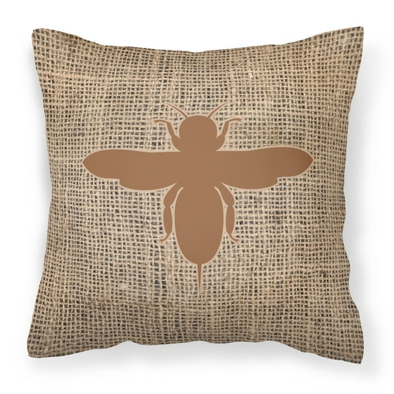 Carolines Treasures BB1057-BL-BN-PW1818 Bee Burlap and Brown Canvas Fabric Decorative Pillow BB1057 18H x18W