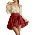 thumbnail image 4 of Rggeeun Halloween Costumes for Women Renaissance Corset Halloween Costumes Layered Ruffle A Line Skirt Party Stylish,Red,L, 4 of 5