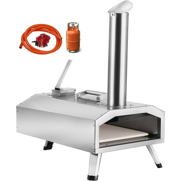 KFFKFF Two-Source Outdoor Pizza Oven, Compact 12" Pizza Oven, Utilizes Pellets & Gas, Comes with Durable Cordierite Pizza Stone, Collapsible Legs for Camping & Backyard Use