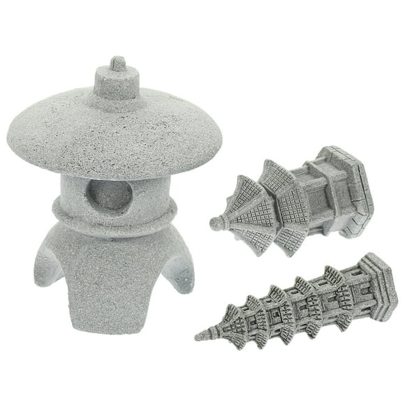 Retro Pagoda Adorn Japanese Tower Light Decoration Miniature Figurine Zen Garden Decorate Office Stone 3 Pcs