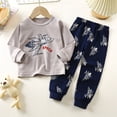 thumbnail image 3 of BOOMNY Toddler Baby Boys Outfit Set Long Sleeve Cartoon Dinosaur Prints Pajama Tops Pants 2 Peice Sleepwear Set For Boys Cozy Loungewear, 3 of 3
