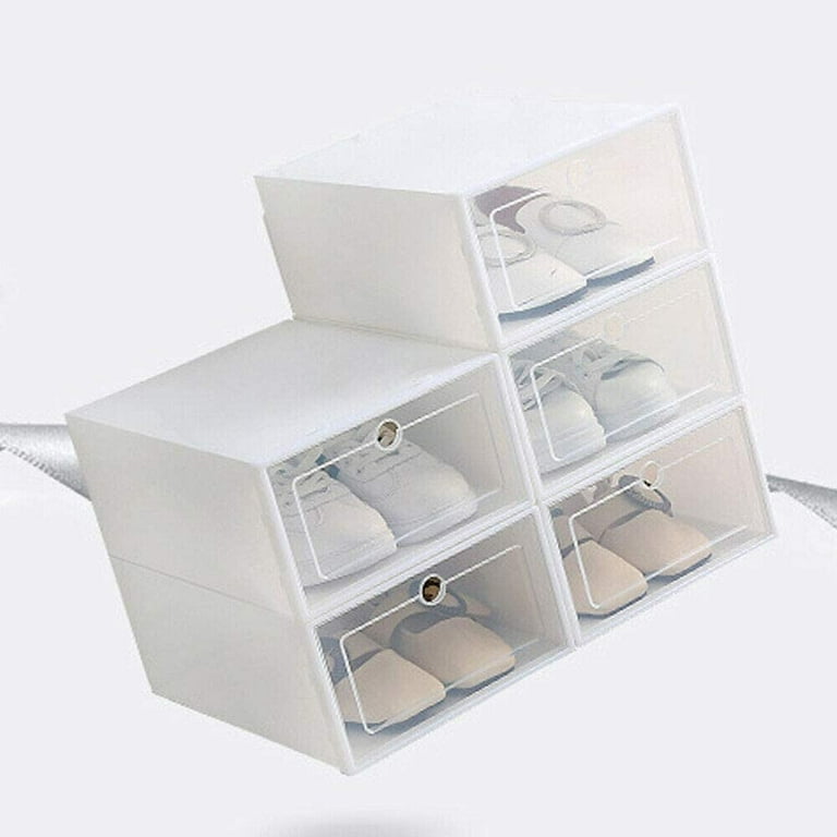 20pcs Flip Shoe Box Set Rack Stack Foldable Storage Plastic Clear Home Organizer, Size: 47.00 * 37.00 * 12.00cm, White
