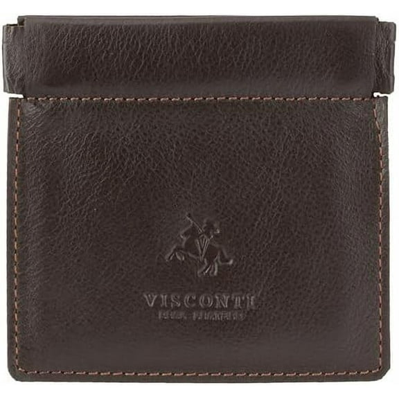 Visconti Mens Genuine Quality Small Italian Style Leather Coin Purse Pouch/Change Wallet or Key Holder (Brown)