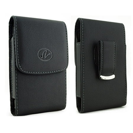 Vertical Leather Case Cover Holster with Swivel Belt Clip FOR AT&T HTC One (M8) * Fits phone w/ Single Layer Case on it