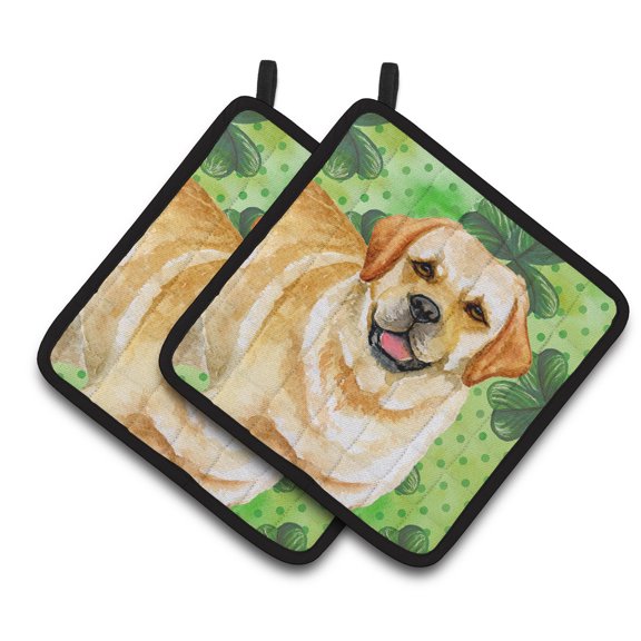 Caroline's Treasures Golden Retriever St Patrick's Pair of Pot Holders