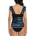 thumbnail image 6 of Yiaed Navy Camouflage American Flag Print Women's Ruffled One Piece Swimsuit V Neck Swimwear Slimming Monokini for Woman-Small, 6 of 8