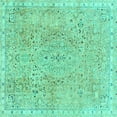 thumbnail image 1 of Ahgly Company Indoor Square Abstract Turquoise Blue Modern Area Rugs, 3' Square, 1 of 4