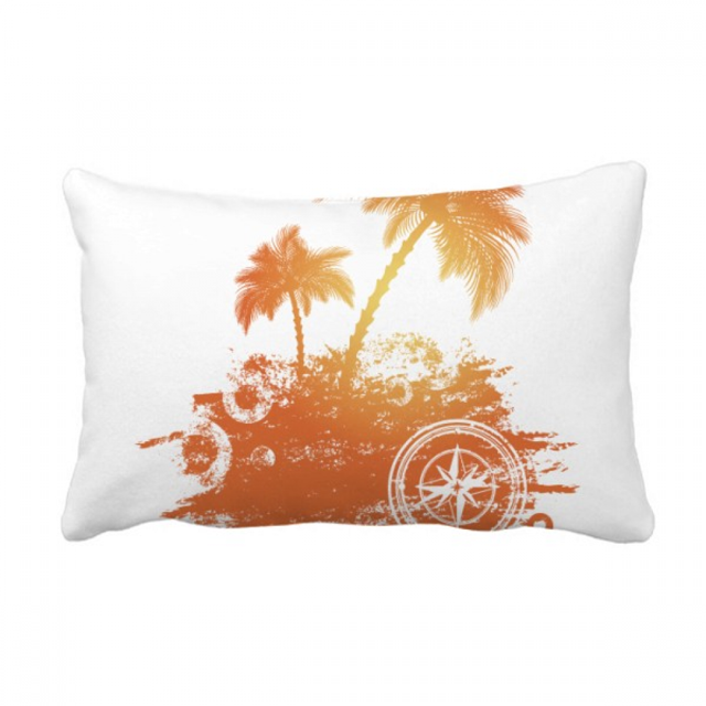 Coconut Tree Beach Pattern Illustration Throw Pillow Lumbar Insert Cushion Cover Home Decoration