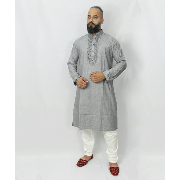 Nazon Brand -Men's Punjabi |Men's Regular Fit Panjabi | Beautiful Men's Wear | Men's Slim-Fit Panjabi | Traditional Party Wear |Ash Color