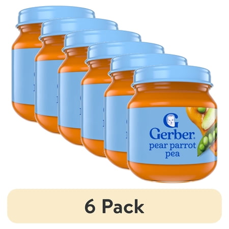 (6 pack) Gerber 2nd Foods Natural for Baby Baby Food, Pear Carrot Pea, 4 oz Jar
