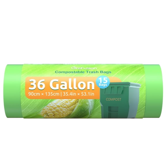 Bolsas de basura GreFusion compostables de 36 galones, extra gruesas, 1.28 ml