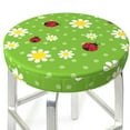 thumbnail image 3 of Bingfone Daisies And Ladybugs Padded Round Bar Stool Cover Cushion with Elastic Fabric Round Chair Seat - Daisies And Ladybugs, 3 of 7