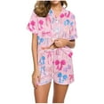 thumbnail image 2 of Xdegoge Purchases / History Two Piece Outfits Women Pajama Sets Stain Silk Pjs Shorts Sets Summer Cute Graphic Button Down Shirts Soft Comfy Casual Matching Sets Loungewear Sleep Nightwear, 2 of 5