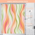 thumbnail image 6 of Colorful Abstract Rainbow Geometric Striped Shower Curtain for Bathroom 72W*72H Inch Cute Minimalist Retro Funky Bathtub Decor Groovy Aesthetic Waterproof Polyester Fabric Set with 12 Hooks, 6 of 6