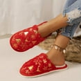thumbnail image 4 of Fesfesfes Womens Plush Fleece Winter Warm Casual Slip On Shoes with Bow Round Toe Slippers for Indoor Home Wear and Outdoor Soft Lightweight Non Slip Breathable(Red,42(US:8.5)), 4 of 6