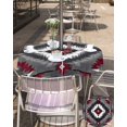 thumbnail image 5 of Boanket Outdoor Tablecloth with Umbrella Hole for Patio/Picnic/Party/Camping, Boho Red Grey Waterproof Table Cloth Round Cover Washable, Geometric Southwestern Retro Ethnic (Dia 54"), 5 of 7