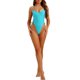 thumbnail image 2 of INSPIRE CHIC Traje de baño de una pieza con aros y cordones para mujer, traje de baño de color sólido azul claro M, 2 of 5
