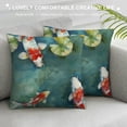 thumbnail image 3 of Qinduosi Colorful Carp Fish Japanese Symbol Pond Watercolor Painting Orange Rustic Farmhouse Decorative Throw Pillow Cover Square Cushion Case for Home Sofa Couch Decoration Inches White, 3 of 5