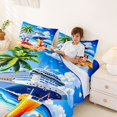 thumbnail image 3 of jejeloiu Summer Cruise Print Bed Sheets,Hawaii Sea Beach Holiday Full Size Sheets For Boys,Blue Yellow,4 Pieces,1 Flat Sheet, 1 Fitted Sheet and 2 Pillowcases, 3 of 6